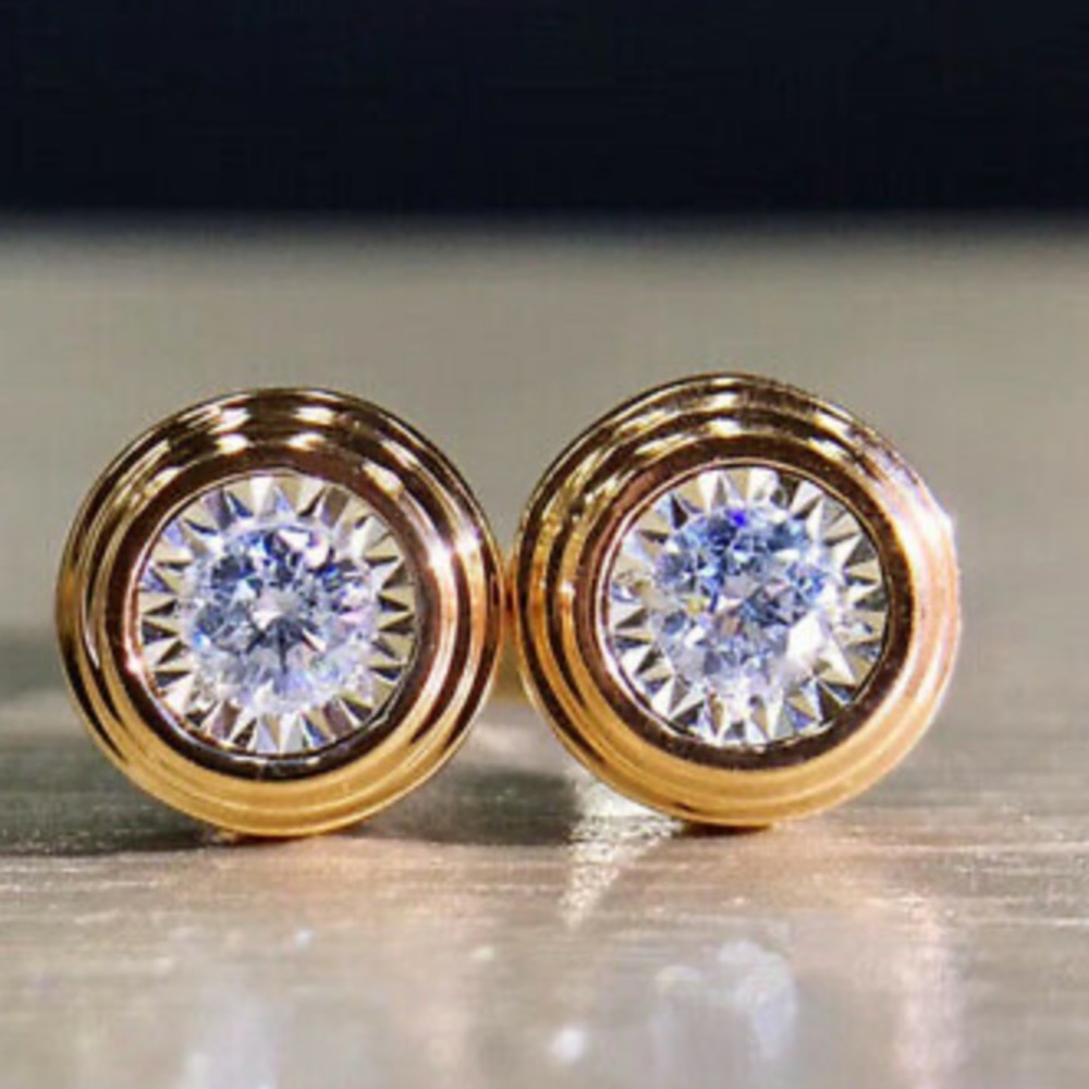 New 18k gold plated diamond earrings